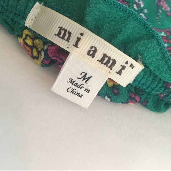 miami Ruffle Floral Romper Sleeveless Green Medium Spaghetti Straps Francesca's - Picture 8 of 10